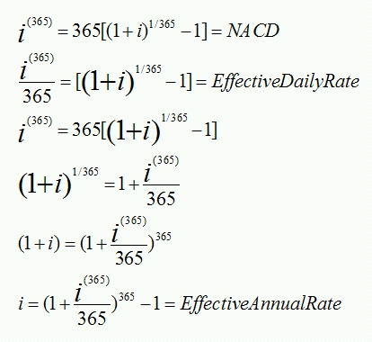 nominal annual compounded daily equation