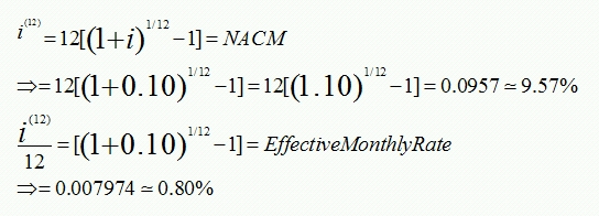 nominal annual compounded monthly equation