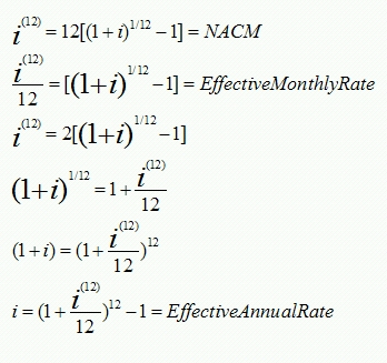 nominal annual compounded monthly equation