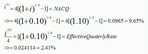 nominal annual compounded quarterly equation