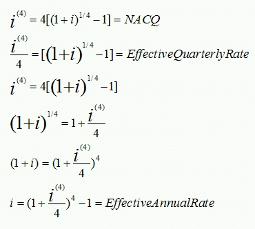 nominal annual compounded quarterly equation